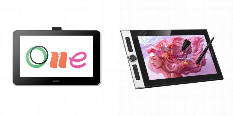 Side by side comparison of Wacom One Digital Drawing Tablet and XP-PEN CR Innovator 16 drawing tablets.