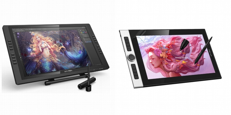 Side by side comparison of XP-PEN Artist22E Pro and XP-PEN CR Innovator 16 drawing tablets.