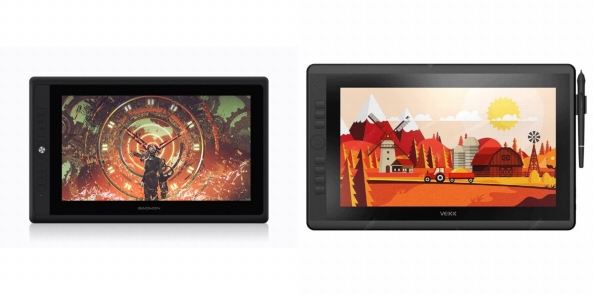 Side by side comparison of GAOMON PD156 PRO and VEIKK VK1560 Pro drawing tablets.