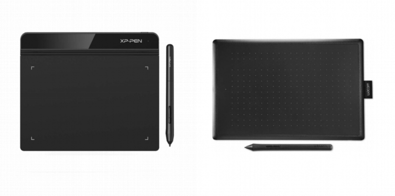 Side by side comparison of XP-PEN Star G640 and Wacom One Medium drawing tablets.