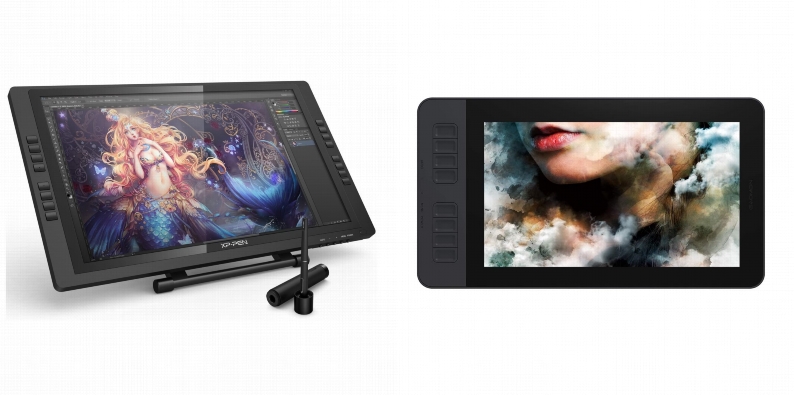 Side by side comparison of XP-PEN Artist22E Pro and GAOMON PD1161 drawing tablets.