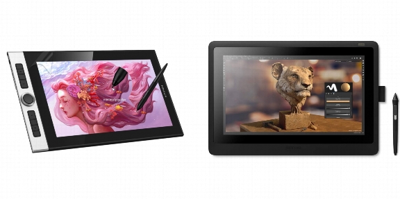 Side by side comparison of XP-PEN CR Innovator 16 and Wacom Cintiq 16 drawing tablets.