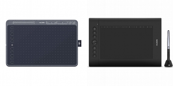 Side by side comparison of Huion HS611 and Huion H610 Pro V2 drawing tablets.