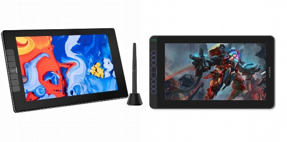 Side by side comparison of VEIKK VK1200 and HUION Kamvas 13 drawing tablets.