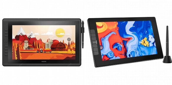 Side by side comparison of VEIKK VK1560 Pro and VEIKK VK1200 drawing tablets.